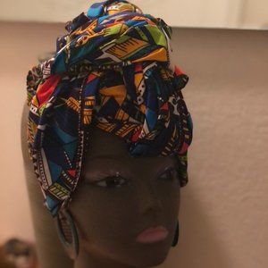 Multi Colored Yellow Blue & Green Head Wrap